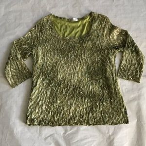 Dressbarn Green Top with sparkles.